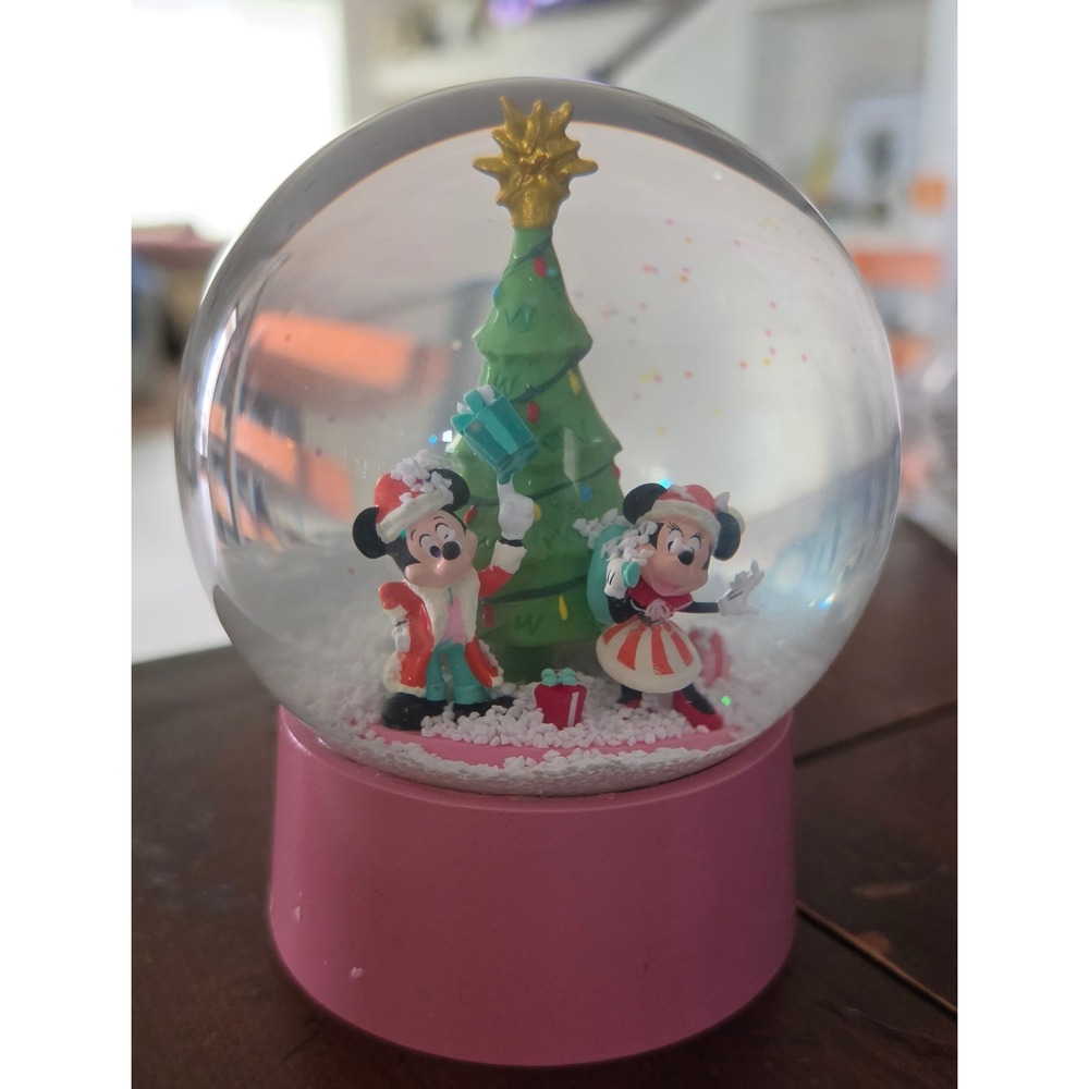 Disney Mickey Minnie Mouse hiliday Christmas Snow Globe Holiday Tree Decor